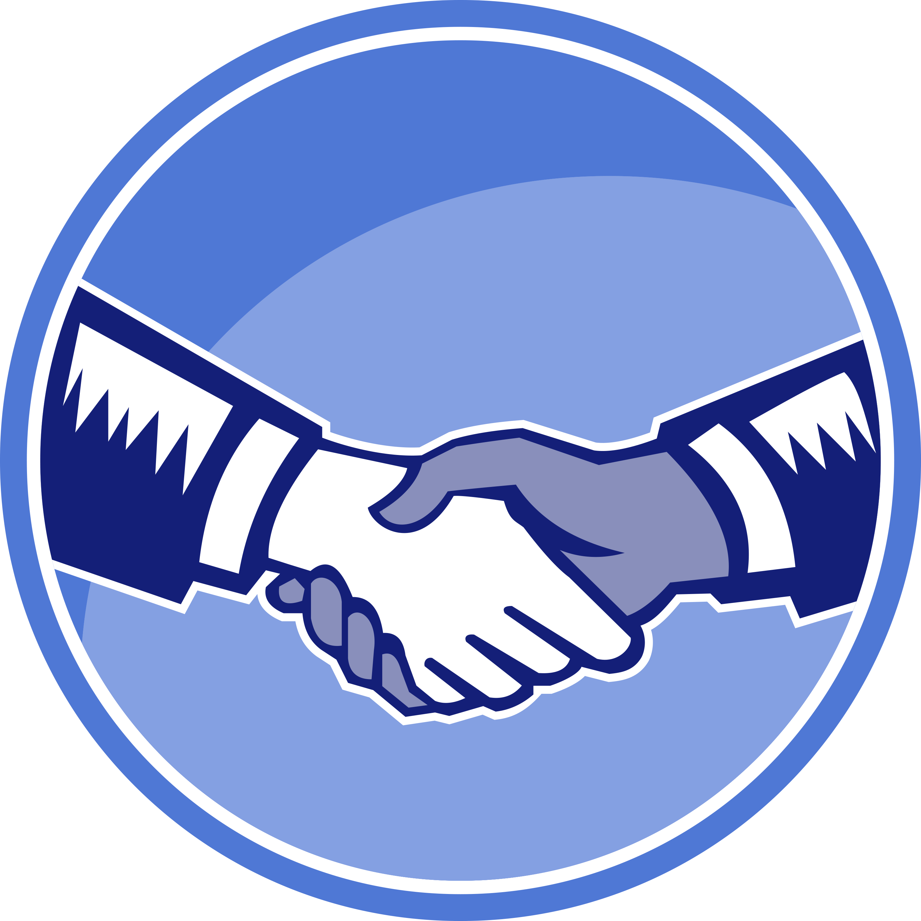 Handshake logo inside a circle