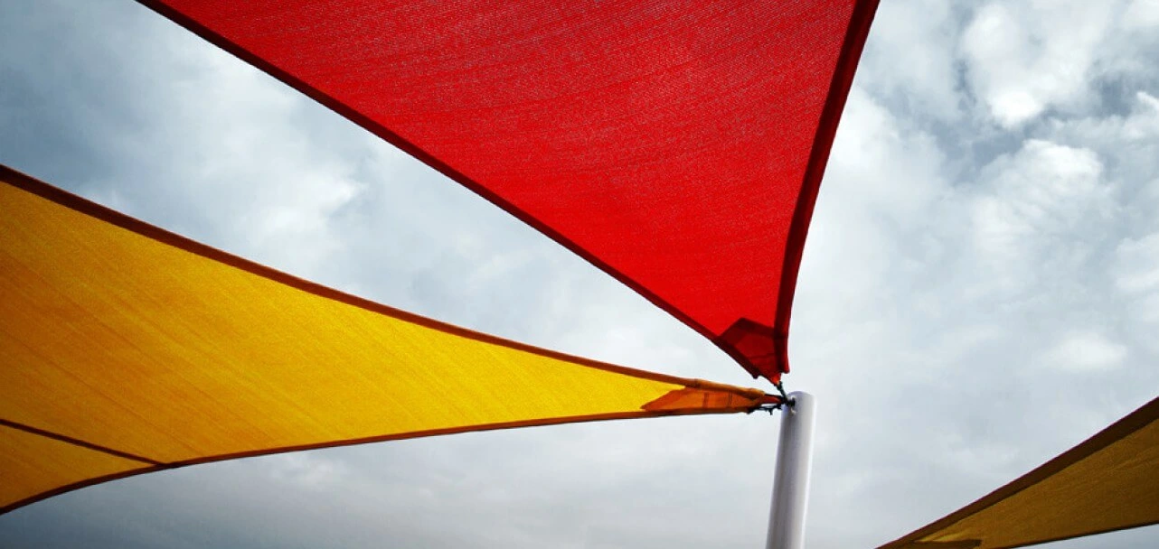 Outdoors shot with colorful sun covers